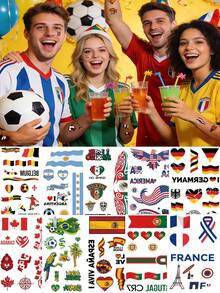 3pcs/Pack 2026 National Flag Temporary Tattoo Stickers, Waterproof Game Day Football Fan Makeup, Sports Party Decorations - Brown - View 1