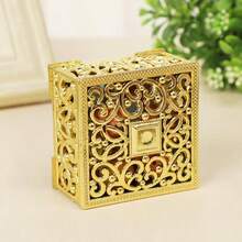 European Style Hollow Gold Wedding Candy Box, Wedding Favor Candy Box, Wedding Gift Storage Box, Wedding Return Gift Candy Packaging Box, Party Holiday Gift Candy Box, Mini Square Wedding Favor Box, Candy Jewelry Universal Storage Gift Box, Halloween Candy Box (Minor Flaws) - View 4
