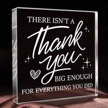Square Shaped Clear Acrylic Tabletop Sign, Thank You Appreciation Keepsake Gifts For Women Men, Teacher Nurse Boss Coworker Principal Colleague Gift, End Of Term Farewell Present, Back To School Birthday Christmas Thanksgiving Desktop Decor - 1PC - View 1