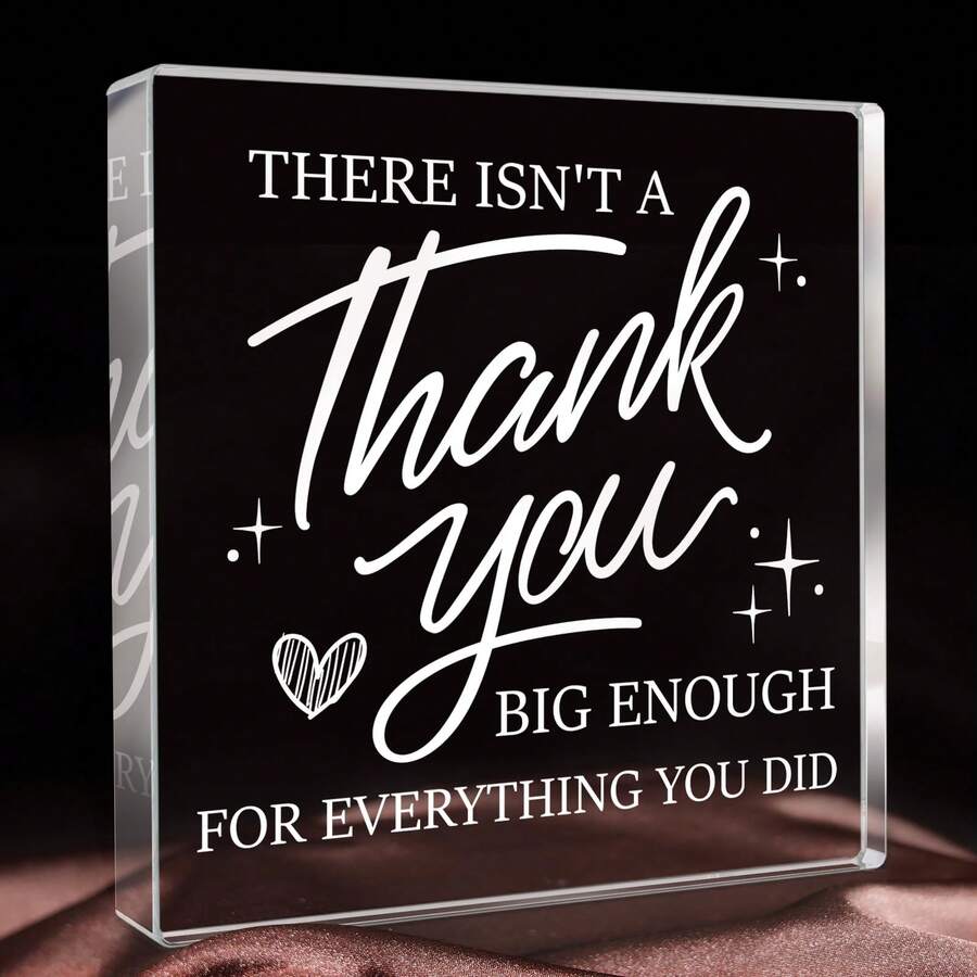 Square Shaped Clear Acrylic Tabletop Sign, Thank You Appreciation Keepsake Gifts For Women Men, Teacher Nurse Boss Coworker Principal Colleague Gift, End Of Term Farewell Present, Back To School Birthday Christmas Thanksgiving Desktop Decor - 1PC - View 1