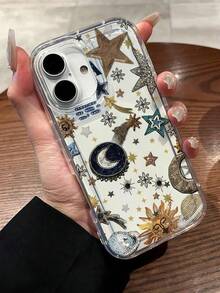 Funda de teléfono transparente a prueba de golpes con patrón de estrellas brillantes, luna, sol y planeta compatible con iPhone 13/11/17/17pro/16/14/15/15pro/15 Plus/15 Promax/7plus/8plus/X/Xs Max/Xr/11pro/12pro/13pro/14pro/12mini/13mini/11promax/12promax/13promax/14promax/14plus/17pro Max/17Air/6/6s Plus/7/8/16Pro/16plus/16promax/Se2/17promax&Galaxy/A54/A14/A12/A13/A15/A32/A33/A24/A52S/S20/S21/S22/S23/S24/S23Plus/S24ultra/S25/A15/A33/A23 Regalo de primavera, cumpleaños, aniversario, fiesta - Multicolor - Ver 2