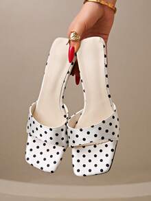 2026 Spring/Summer New Women's Faux Leather Mule Style Wedge Heel Open Back Sandals - White - View 6