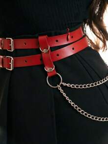 1 buah Sabuk Rantai Gothic Merah Seksi Wanita Gaya Punk Cocok untuk Pemakaian Sehari-hari, Liburan, Pesta, dan Paduan Pakaian - Merah - View 5