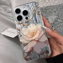 2026 Feather Effect Case With Night Flower, Elegant Floral Design, Compatible With IPhone 13/14/15 Pro Max - Clear - View 4