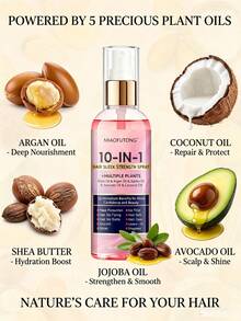 Semprotan Penghalus Rambut Multifungsi 10-in-1, Mengandung Minyak Nabati Alami, Perlindungan Panas & Pengontrol Rambut Kusut - Multi Aroma - View 5