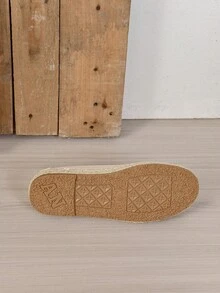 女款漁夫平底鞋 亞麻透氣套腳休閒百搭帆布時尚鬆垮樂福鞋 - 米白色 - 查看 5