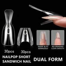 60 Pcs/Bag Sandwich Nail Molds Square Almond Shape Reusable Nail Forms With Guide Lines 15 Sizes Nail Extension Molds Salon & Home DIY Manicure Tools - Multicolor - View 13