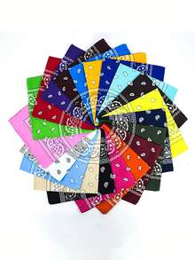 12pcs Fashion Paisley Pattern Square Handkerchiefs Unisex Versatile Accessories DIY Headscarf Hair Tie Scarf All Seasons - Multicolor - View 2