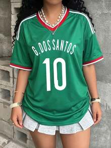 Loose-Fitting Women's T-Shirt, Printed With The Colors Of The National  And The Mexican Flag, Ideal For The National Team. Comfortably Soft For Everyday Wear. - 黑與白 - 查看 1