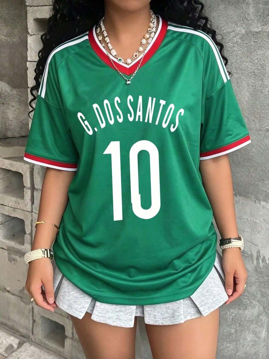 Loose-Fitting Women's T-Shirt, Printed With The Colors Of The National And The Mexican Flag, Ideal For The National Team. Comfortably Soft For Everyday Wear. - 黑與白 - 查看 1