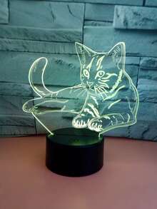 1pc Whimsical Horizontal Cat 3D Night Light - 7 Color Changing Visual Touch Table Lamp, With Battery/USB Charger, 5V Power - Unique Creative Gift For Christmas, Wedding, Birthday And Bedroom Decor - 彩色 - 查看 5