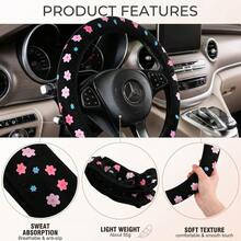 1pc Cute Flower Car Steering Wheel Cover, Fits 14.6-15in, Easy To Install Breathable, No Inner Ring Design For Sedan, SUV, Unisex, Car Interior Accessories - Multicolor - View 4