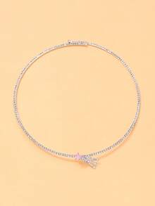 1pc Pink Stone Meteor Choker Necklace For Women, Daily Design Sense Party Neck Accessory - Silver - View 6