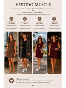 Women's Premium Cotton Muscle Tee Dress | Basic Casual Comfortable - 鏽棕色 - 查看 4