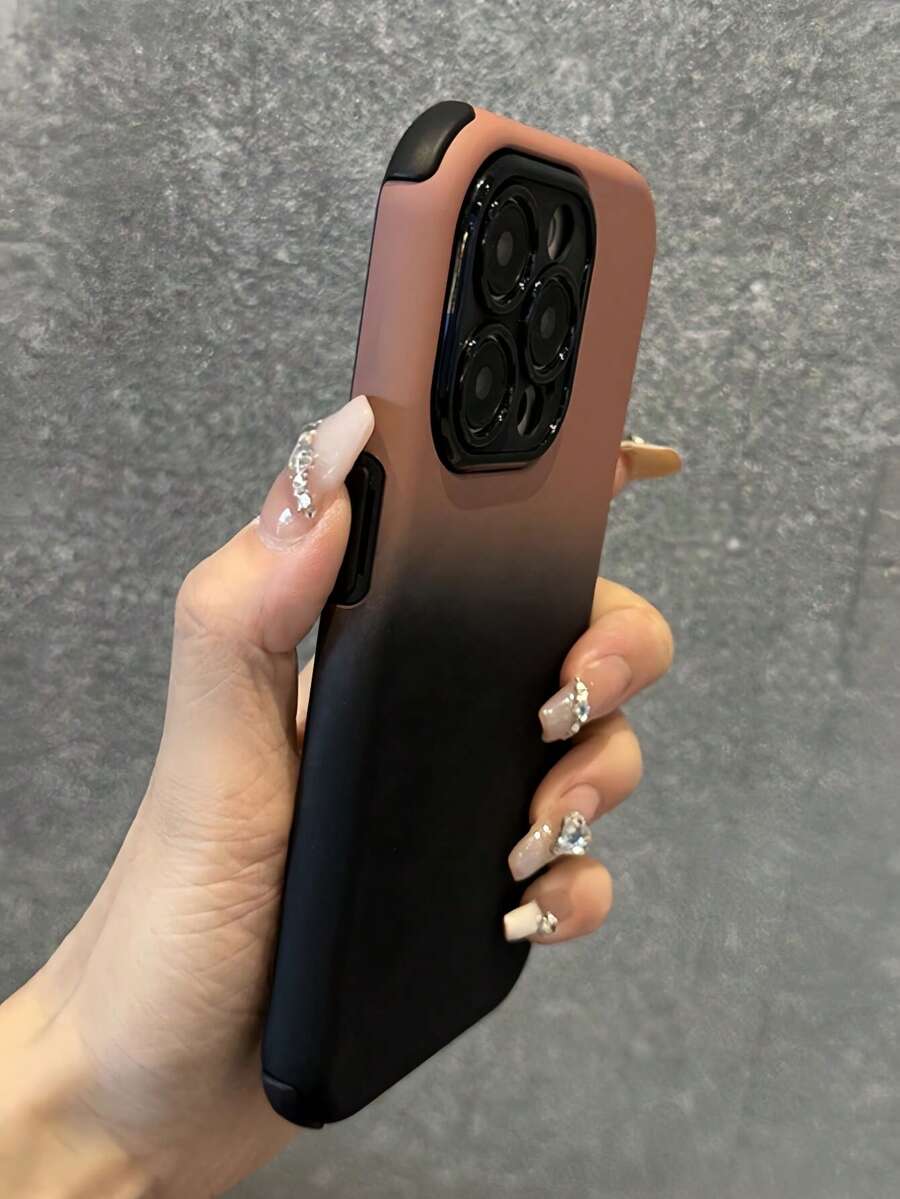 1個可愛漸層色防震手機殼,適用於 iPhone 17 Air 16 15 14 13 12 11 Pro Max Plus,親膚觸感鏡頭保護軟矽膠保護套 - 漸層粉黑 - 查看 1