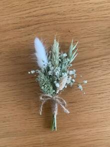 1/2/4/6/12pcs Artificial Mini Faux Flower Bouquets, Suitable For Home Table Centerpiece Decoration, Party Cake Decoration, Artificial Boutonniere For Groom And Groomsmen, Bohemian Style Vintage Wedding Party Prom Decoration, Gift For Bridal Party - White-green - View 5