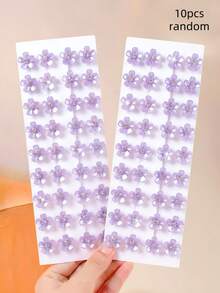 10件紫色水鑽花朵髮夾，閃亮水鑽，甜美可愛亮麗髮飾－適合女孩與青少年，日常、婚禮、學校、派對使用 - 彩色 - 查看 9