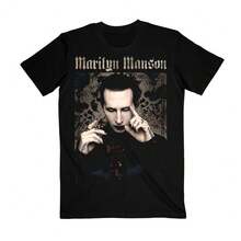 Camiseta Unisex Pointing Marilyn Manson Tour 2025 Regalos para Fans - Negro - Ver 1
