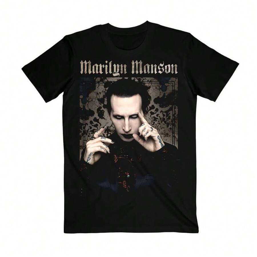 Camiseta Unisex Pointing Marilyn Manson Tour 2025 Regalos para Fans - Negro - Ver 1
