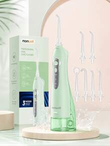 Mornwell 1Set D52 Cordless Water Flosser For Teeth, 300ml USB Rechargeable Oral Care Cleaner, 3 Modes, IPX7 Waterproof With 6 Jet Tips For Home, Travel & Braces Cleaning - Multicolor - View 5