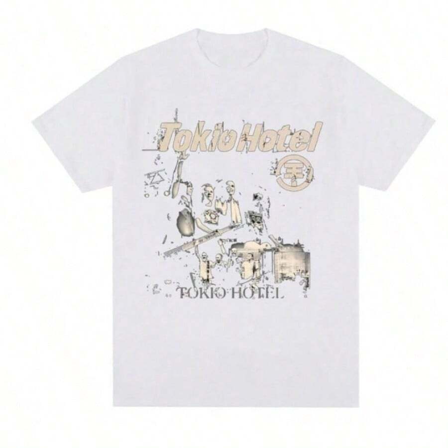 Men's Round Neck And Short Sleeves, Made Of Cotton, Soft, Casual, For Everyday Wear, Lightweight, Breathable, Cute, Fashionable, Perfect For Vacation, Blouses, Silver, Fun. - 白色 - 查看 1
