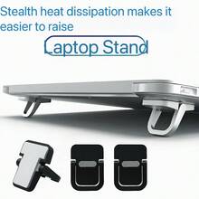 2 pièces/set Support de clavier portable, 2 supports de clavier d'ordinateur portable noirs et 2 argentés réglables, avec 2 réglages d'angle et pieds pliables auto-adhésifs, mini support d'ordinateur portable pliable, convient à la plupart des supports de clavier d'ordinateur portable, pieds de support portables, coussinet de rehaussement de bureau, support de clavier invisible, mini support pliable - Voir 3