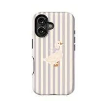 藍白條紋手機殼 趣味貓咪捕魚眼睛設計 相容 iPhone 17 16 15 14 Pro Max Plus 13 12 11 - 淡紫色 - 查看 4