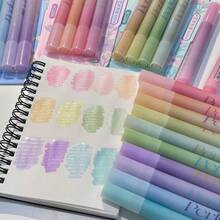 1/4/12pcs Glitter Fluorescent Marker Pens, Slanted Tip Fluorescent Gel Pens, Pink Cute Highlighter Pens, Back To School Student Office Stationery, Drawing Supplies, School Supplies (Suitable For Highlighting, Note-Taking, Scrapbooking, Drawing And Doodling) - Sets - View 16