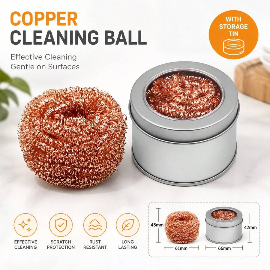 1pc Soldering Iron Copper Wire Cleaning Ball With Base, High Temperature Resistant Desoldering And Deoxidation, Electronic Welding Repair Cleaning Tool - Brown - View 1