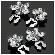 Shiny 1/2/4PCS Rhinestone Butterfly Snap Buttons, No Sew Decorative Clasp Buttons For Shirt Dress Anti-Gap Collar - A+B - View 16