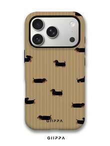 A Stylish Phone Case That Does Not Include A Lanyard Or Stand. GIIPPA Dog Phone Case (1 Piece), Khaki Striped Design With A Black Dachshund Pattern, Compatible With IPhone 17 Pro, 15 Pro, And 14 Pro. Korean-Style Phone Case, Stylish And Unique, Compatible With IPhone 11/12/13/14/15/28 Pro Plus. Stylish Design Suitable For Both Men And Women. A Great Gift For Girlfriends On Christmas, Valentine's Day, Easter, Wedding Season, And Birthdays. - 彩色 - 查看 1