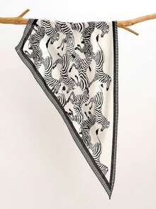Spring/Summer New Zebra Print Pattern Triangle Scarf, Professional Commute Versatile Neck Scarf, Neck Protection Decorative Multifunctional Bandana, Sun Protection Head Scarf, Versatile Head Wrap Decorative Neck Scarf - White - View 1