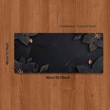 1件耐用加大號防滑橡膠桌墊，黑色花卉波浪圖案，適合電競與辦公使用，多功能長方形設計，適用電競鍵盤，節日送禮首選 - 鼠標墊 - 查看 2