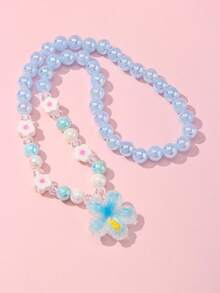 1/5pcs/Set Girls Cute Flower Pendant Soft Clay Beaded Necklace Set Suitable For Holiday Party School Daily Activities Wear - Multicolor - View 8