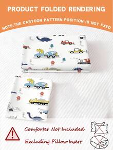 Set Sprei Anak Motif Dinosaurus Kartun 2/3pcs (Seri Musim Semi/Panas) Set Sarung Selimut Cetak Dua Sisi, Cocok Untuk Anak-anak, Remaja, Laki-laki dan Perempuan, Semua Musim, Penutup Resleting (Isi Tidak Termasuk), Ukuran Sarung Bantal 50x75cm, 100% Poliester - MultiWarna - View 4