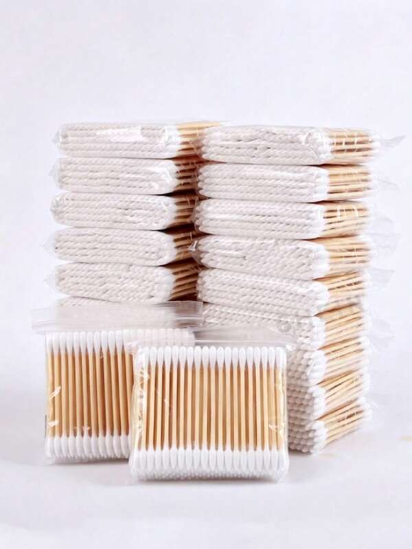 1000pcs Premium Dual-Ended Cotton Swabs, Beauty Salon Cotton Swabs, Cosmetic Wooden Cotton Swabs, Makeup And Personal Care Cotton Swabs, Round Disposable Ear Cleaning Swabs For Home Use, Ear And Nose Cleaning Makeup Pad Swabs, Multi-Functional Beauty And Cleaning Tool, High-Quality Beauty Tool, Cleaning Ears, Eyeliner, Nail Polish, Suitable For Makeup And Personal Care, Multi-Functional Makeup Tool, Makeup Tool, Cleaning Tool, Home Cleaning Swabs