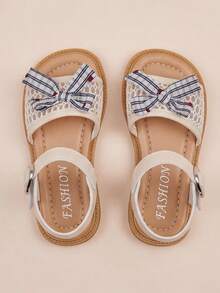 2026 Beige/Silver Girls' Open Toe Bow Sandals - Versatile Princess Style Sandals, Suitable For Daily Wear And Other Occasions! - Beige - View 1