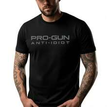 Camiseta táctica Pro-Gun Anti-Idiot, Camiseta de la Segunda Enmienda, Camiseta de algodón para hombre con estampado gráfico Pro-2A, Prenda con mensaje contundente, Regalo para defensores de los derechos de la Segunda Enmienda - Negro - Ver 2