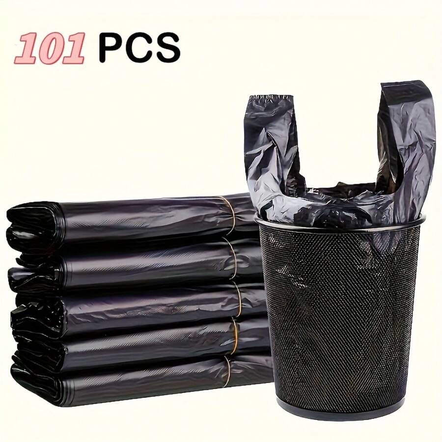 Thick Disposable Garbage Bags Of 50/101/202/303 With Handles, Practical For Hassle-Free Household Waste Disposal - 101 - 查看 1