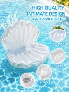 Thickened Inflatable Shell Pool Float, Giant Pool Float Chair With Pearl Ball, For Birthday Party, Ocean Theme Decoration, Beach And Pool Party Decoration - Irregular Floating Board - View 2