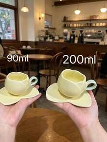 Juego de 1 o 6 tazas de café y platos de cerámica hechos a mano, aptos para microondas y lavavajillas; ideales para espresso y café árabe. Tazas de café estilo saudí, perfectas para la hora del té, cafeterías y la cocina – El regalo ideal - Multicolor - Ver 2