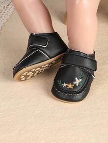 1 Pair Infant Girl Infant Embroidered Flower Fashion Cute Anti-Kick Princess Shoes Suitable For Spring And Autumn - Black - View 3