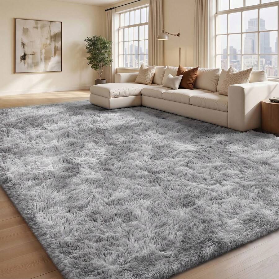 Sour Lemon 8x10 Area Rugs For Living Room Bedroom, Non-Slip Washable Rug, Soft Shaggy Carpet Floor Mats , Modern Style Area Rugs 8x10 Large Size Living Room Rug For Home Decor - Tie-dye Light Gray - View 1