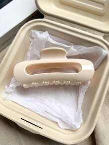 3件/1件 女款 11.5cm/4.53in 黑白棕色方形亮面大號髮夾，輕量塑料髮夾適合粗髮，優雅髮飾適合情侶，適用於日常穿著、外出、休閒、派對、通勤、海灘、度假、馬尾、盤髮、洗臉、沐浴、化妝、穿搭，海灘度假髮夾 - 彩色 - 查看 3