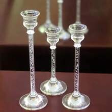 3件/6件/12件 壓克力圓柱水晶蠟燭台，浪漫桌面工藝品，婚禮派對蠟燭架，家居裝飾（不含蠟燭） - 均碼 - 查看 9