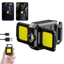1 pieza Linterna de llavero recargable por USB, LED COB, rotación de 90°, linterna multifuncional para camping - multicolor - Ver 1