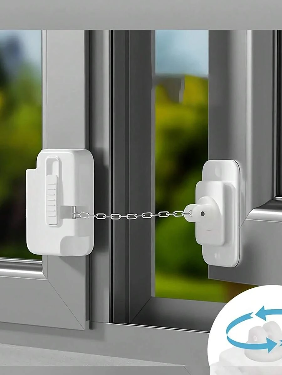 Adjustable Window Safety Lock - Self-Adhesive, No Drilling Required, Durable Metal And Plastic Material, Suitable For Home Security, Ventilation And Privacy, Stylish Lock Design, Easy Installation - Multicolor - View 1