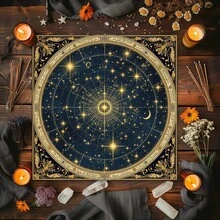 1 buah Taplak Meja Tarot Rune Ramalan Altar Tarot Penutup Meja untuk Pesulap Permainan Papan Harian Alas Kartu - MultiWarna - View 2