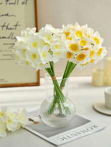 6/3/1 pieza Narcisos artificiales, Narcisos realistas blancos y amarillos, Adecuados para decoración de bodas, Decoración interior del hogar, Flores artificiales realistas para arreglos del hogar y bodas - Multicolor - Ver 8