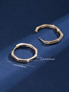 1 Pair Women's Earrings, Light Luxury Fashion Niche Personalized Minimalist Hoop Earrings, High-End Zirconia Inlaid Elegant Daily Versatile Ear Jewelry - W17902 - View 5